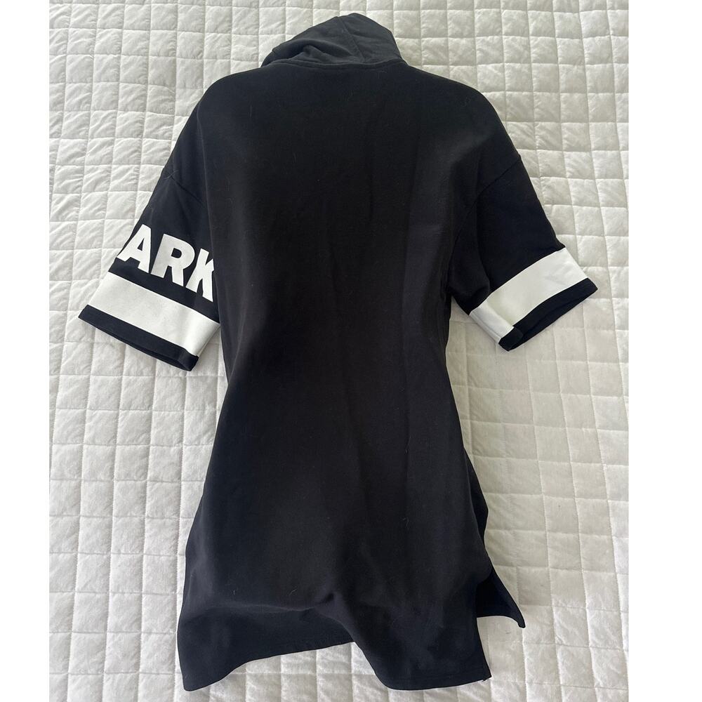 IVY PARK Black Hooded Short-Sleeve Dress with White Sleeve Stripe - Picture 5 of 12